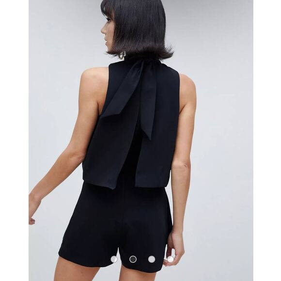 RIVER ISLAND Womens Keyhole High Neck Sleeveless Romper Black S 4-6 Boho Party - Picture 2 of 13